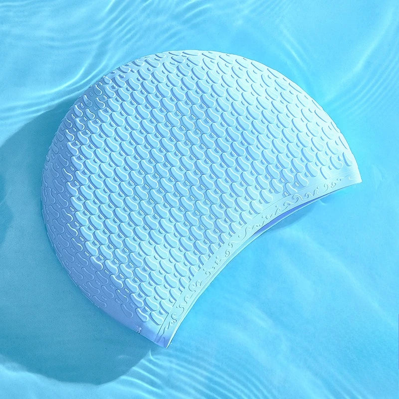 Silicone Swimming Cap for Adults Men Women Waterproof Extra Large Bubble Diving Cap Ear Protecting Waterdrop Swim Cap