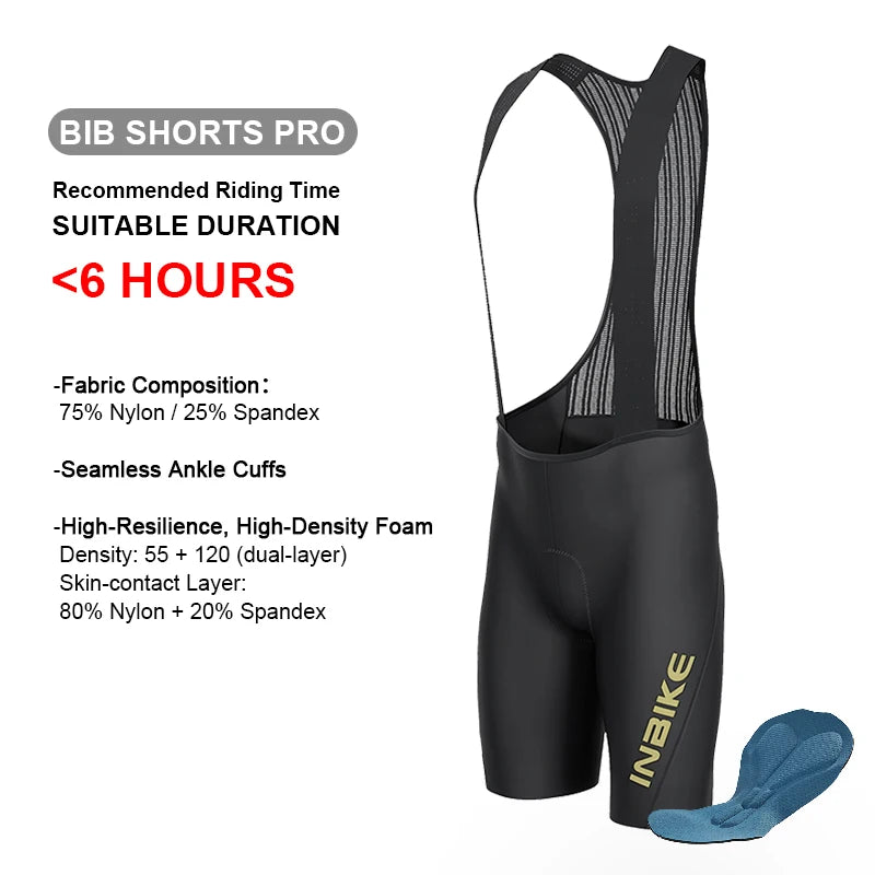 INBIKE Men's MTB Cycling Bib Shorts Bike Riding Pants Man Professional Bicycle Shorts for Men Road Bike Mountain Cycling Clothes