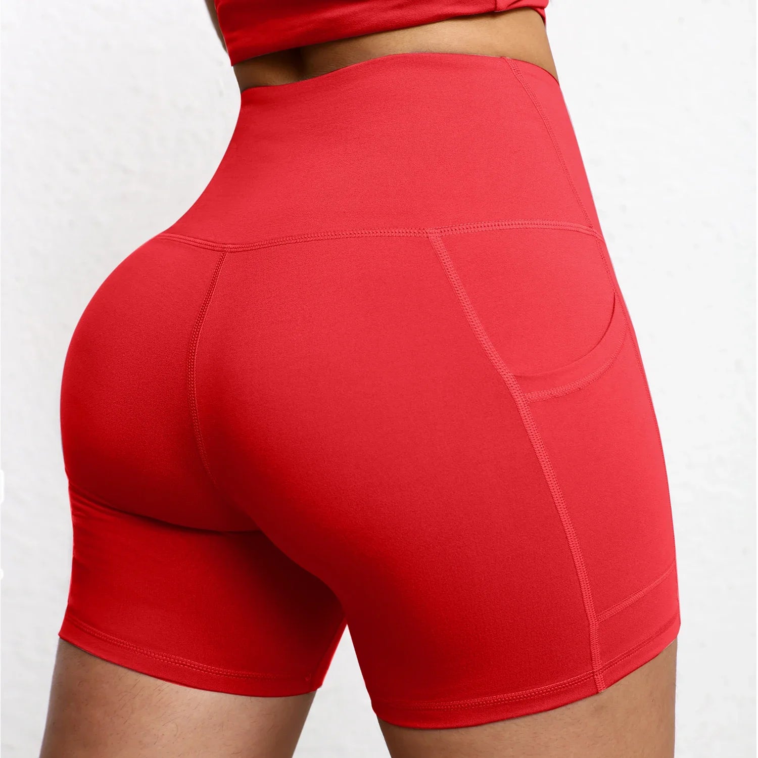 Yoga Shorts with Pockets High Waist Butt Lifting Cyclings Tights Outdoor Workout Jogging Shorts Sportswear Gym Running Short