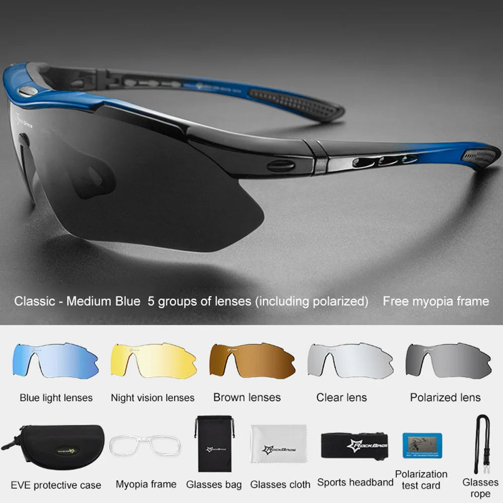 Gafas de ciclismo polarizadas ROCKBROS para hombre y mujer, ideales para ciclismo de montaña, carretera, senderismo y deportes al aire libre. Lentes de 5 pulgadas.