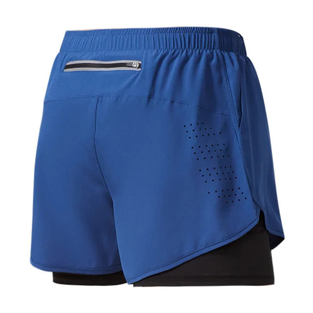 Pantalones Cortos Running Hombre — Doble Capa, Secado Rápido, Negro