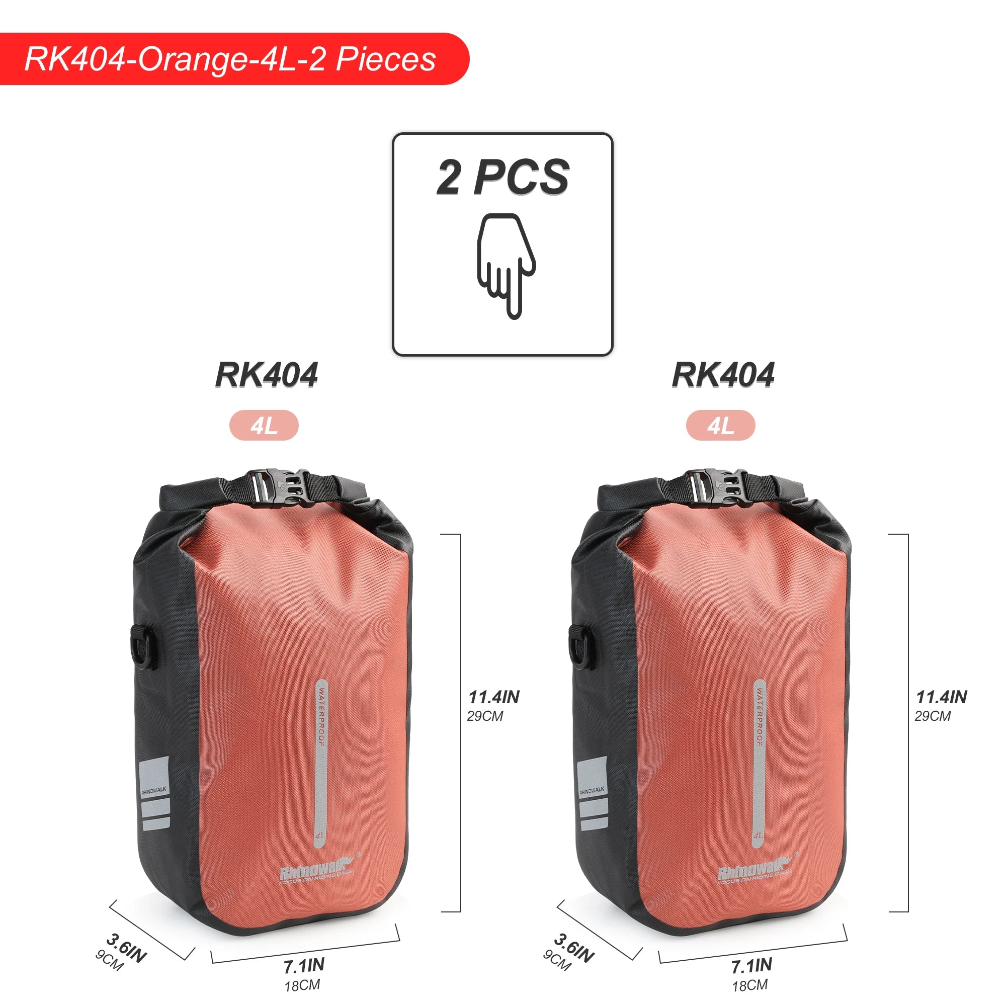 Rhinowalk Bike Quick Release Front Fork Bag 2 PCS  4L/6L Waterproof Cycling Electric Scooter Vehicle Bag Storage Accessory