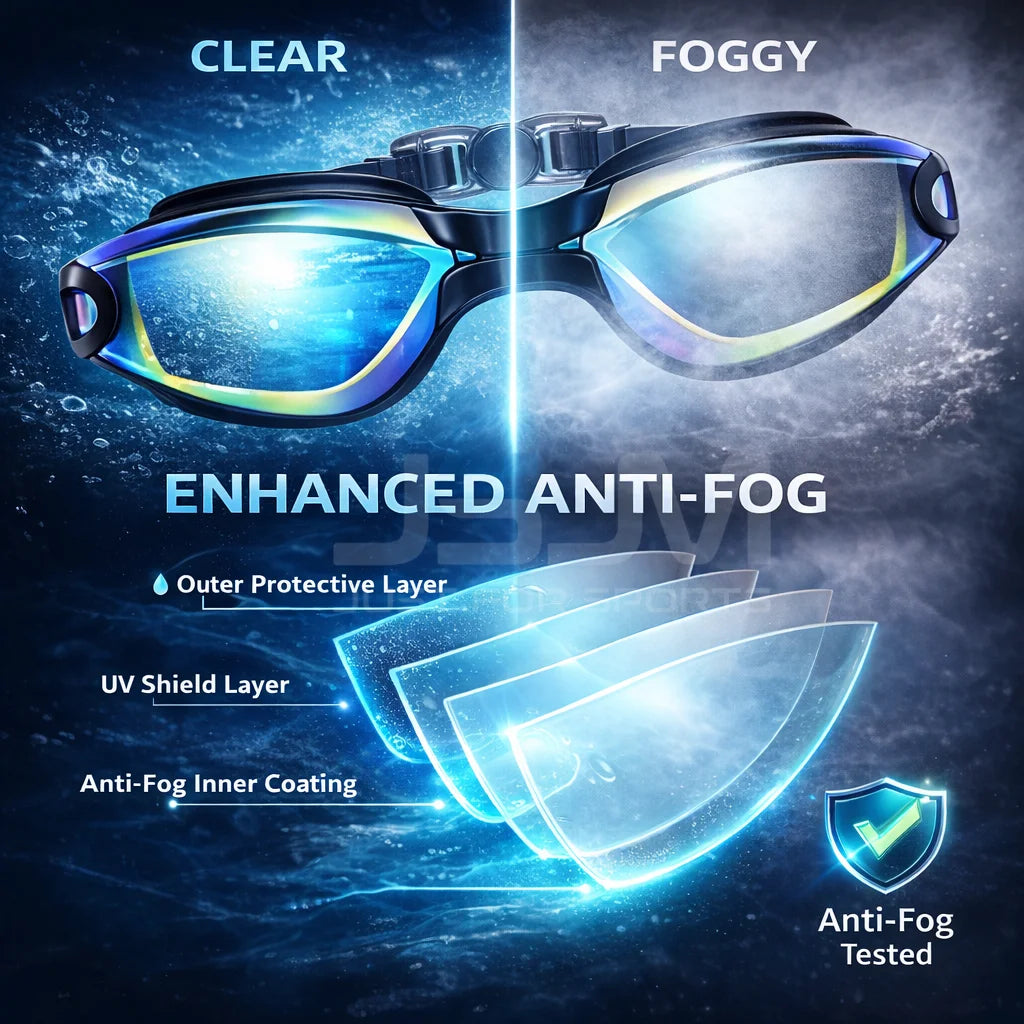 JSJM Premium Professional Full Swim Kit Premium Anti-Fog Goggles With Quick-Dry Towel Swim Cap And Waterproof Storage Bag