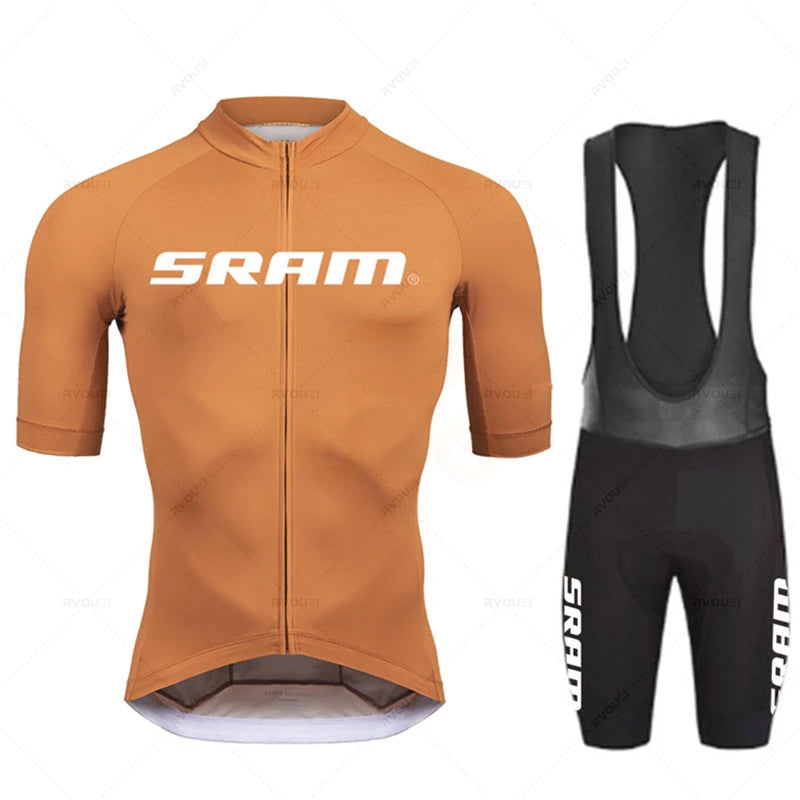 Conjunto de maillot de ciclismo Sram 2023, manga corta, transpirable, para hombre, para verano, MTB, MTB, ropa de ciclismo, uniforme