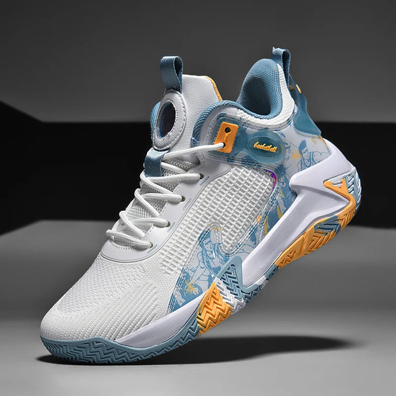 Men Basketball Shoes Mesh Breathable Comfort Anti Slip Wear-resistant Flat Cushioning Sneakers Field Training Basketball Boots