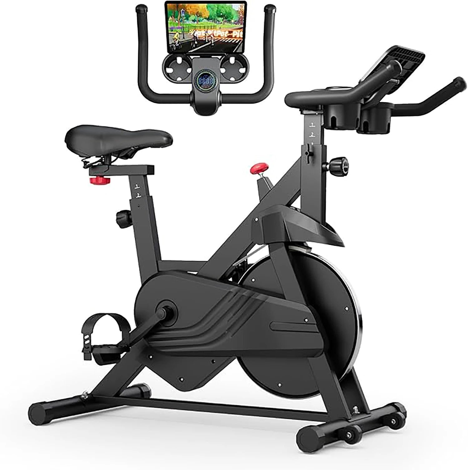 SUPERUN Bicicleta Estática de Ejercicio con Control Magnético y Soporte para Tablet, Asiento Ergonómico para Entrenamiento Indoor y Cardio