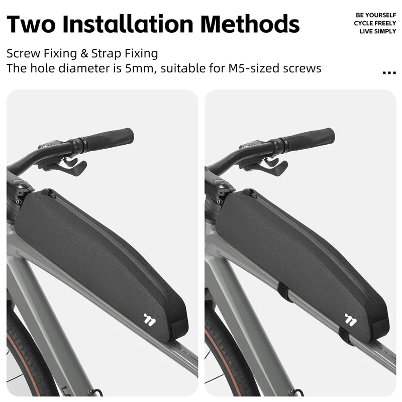 WEST BIKING Extended Bicycle Top Tube Bag 1.9L Narrow Cycling Front Frame Bag Screw&Strap Mount Waterproof BMX MTB Road Bike Bag