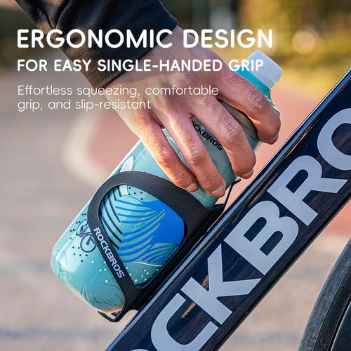 Botella de agua para ciclismo ROCKBROS de 620 ml, botella térmica de silicona con aislamiento para agua fría, ideal para deportes al aire libre, ciclismo de montaña y de carretera.