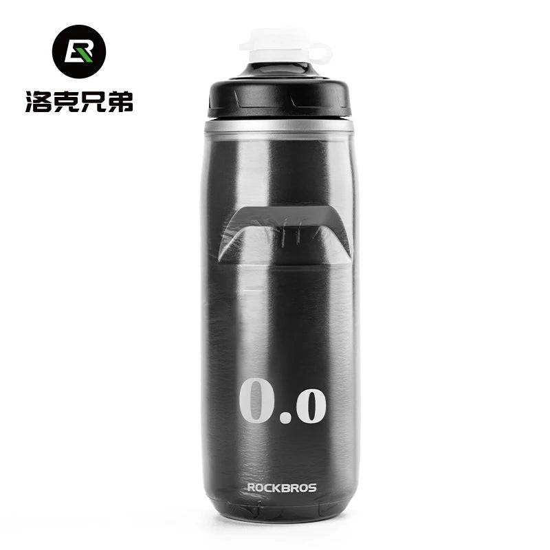 Botella de agua para ciclismo ROCKBROS de 620 ml, botella térmica de silicona con aislamiento para agua fría, ideal para deportes al aire libre, ciclismo de montaña y de carretera.