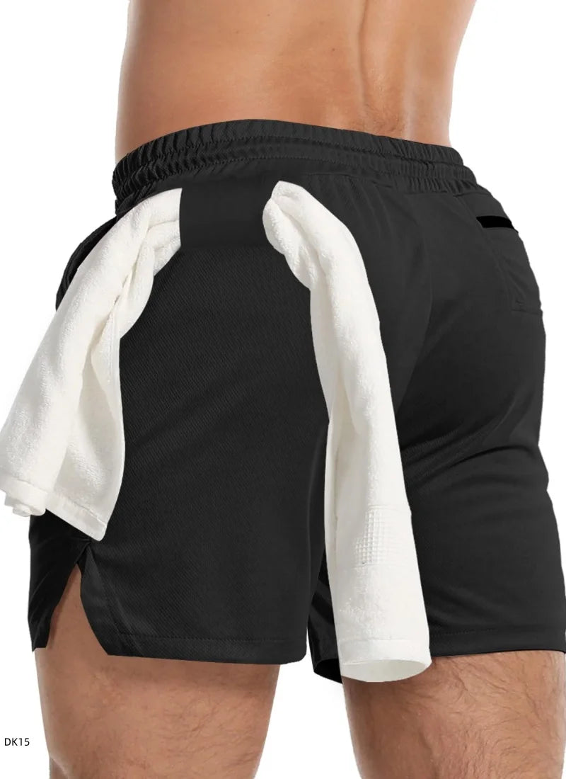 Men's sports shorts, breathable tennis shorts, quick drying badminton pants, outdoor running sportswear, summer, new double-laye