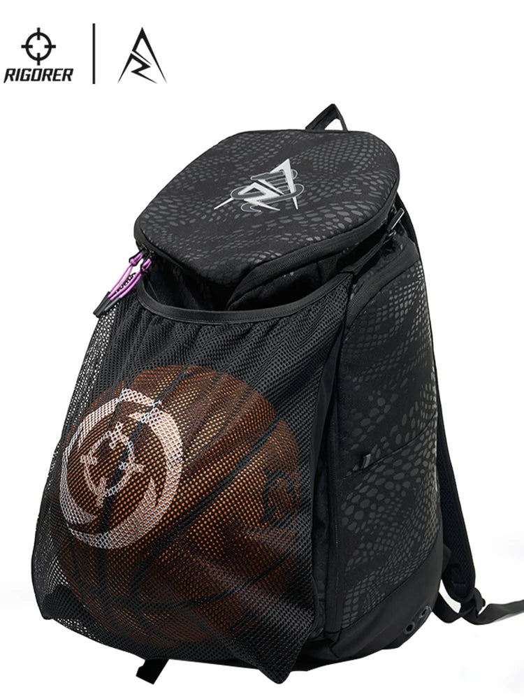 RIGORER Basketball Backpack Z125350102 - Large Capacity Durable Sports Bag for Basketball Training, Fitness & Travel Storage