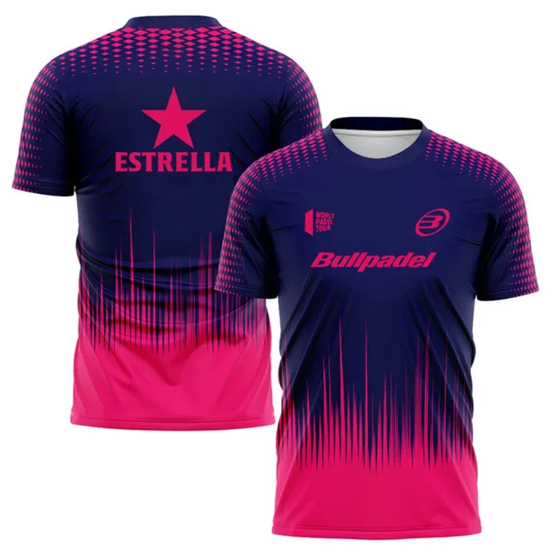 Fashion Gradient Harajuku Men's T Shirt Padel Tennis Sportswear Summer Outdoor Run Fitness Short Sleeve Fashion Oversized Tops