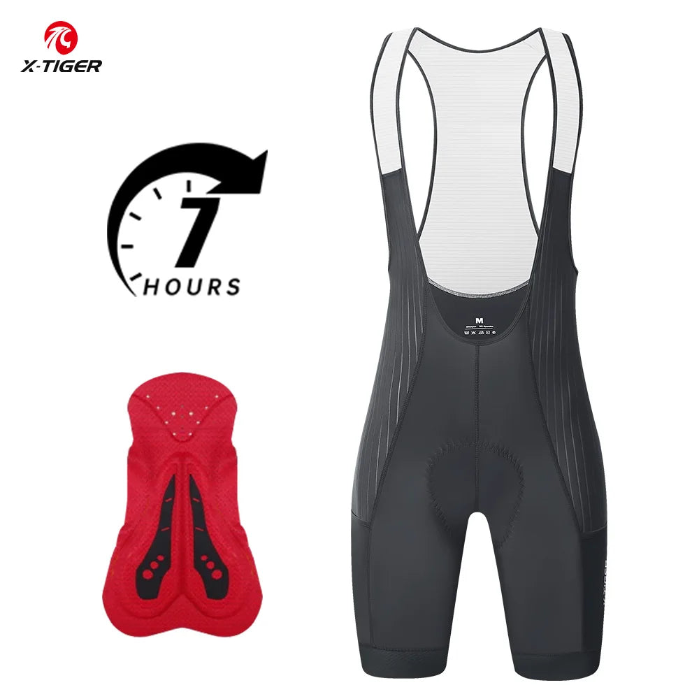 X-TIGER Men's Cycling Bib Shorts High-Waisted Breathable Quick Dry MTB Road Bike Shorts with 2 Side Pockets & Pro Padded Chamois