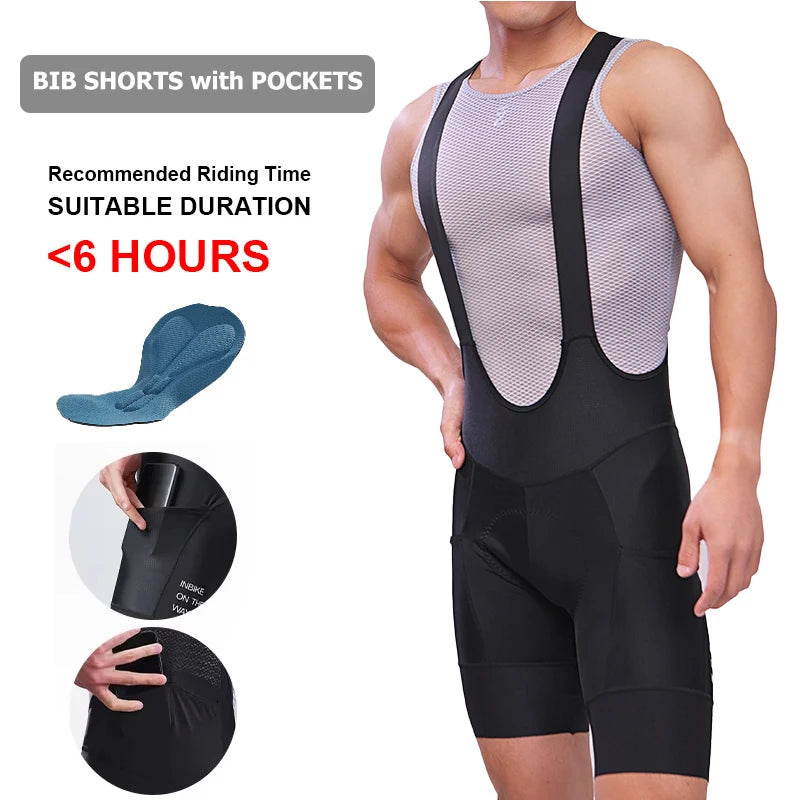 INBIKE Men's MTB Cycling Bib Shorts Bike Riding Pants Man Professional Bicycle Shorts for Men Road Bike Mountain Cycling Clothes