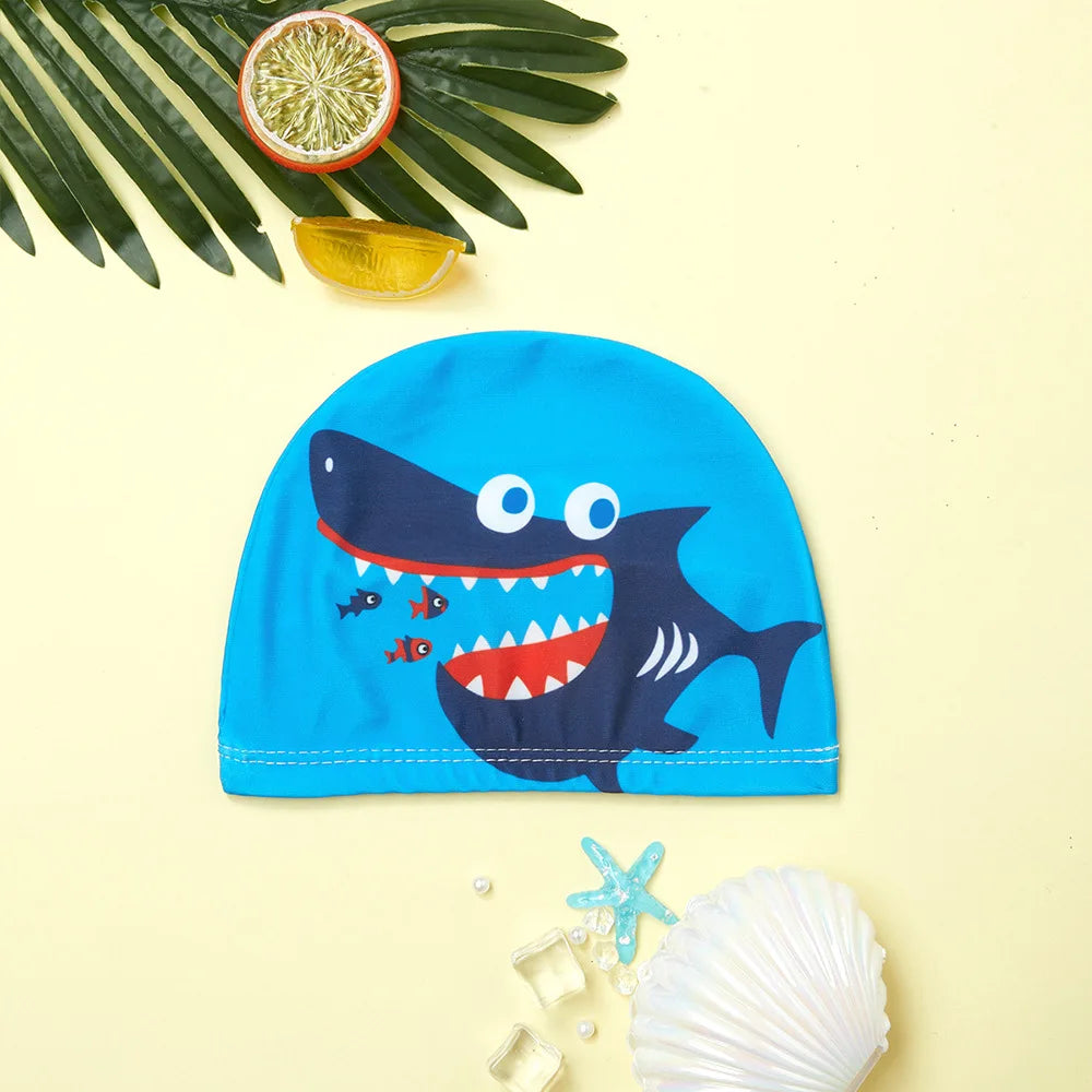 Children Cartoon Swimming Cap Kids Elastic Fabric Swiming Pool Water Sport Protect Ears Hat Swim Bathing Hats Caps Boys Girls