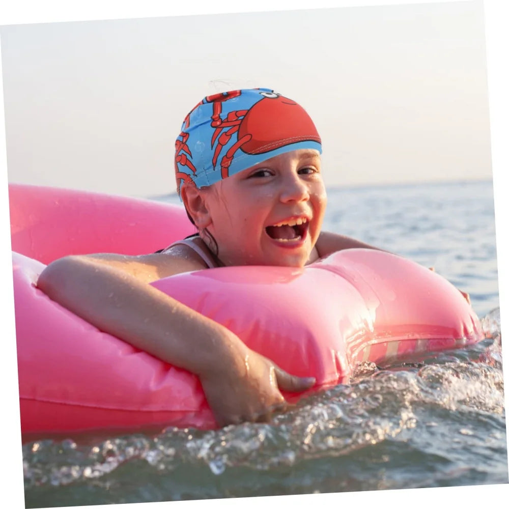Children Cartoon Swimming Cap Kids Elastic Fabric Swiming Pool Water Sport Protect Ears Hat Swim Bathing Hats Caps Boys Girls