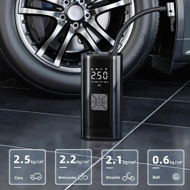 LEIBOO Compresor de Aire Portátil Inalámbrico 150 PSI para Coche, Moto y Bicicleta
