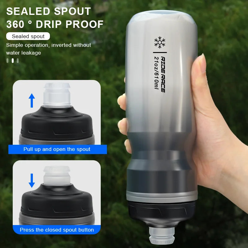 Botella Térmica de Ciclismo RIDERACE 610ml – Doble Capa para MTB y Carretera
