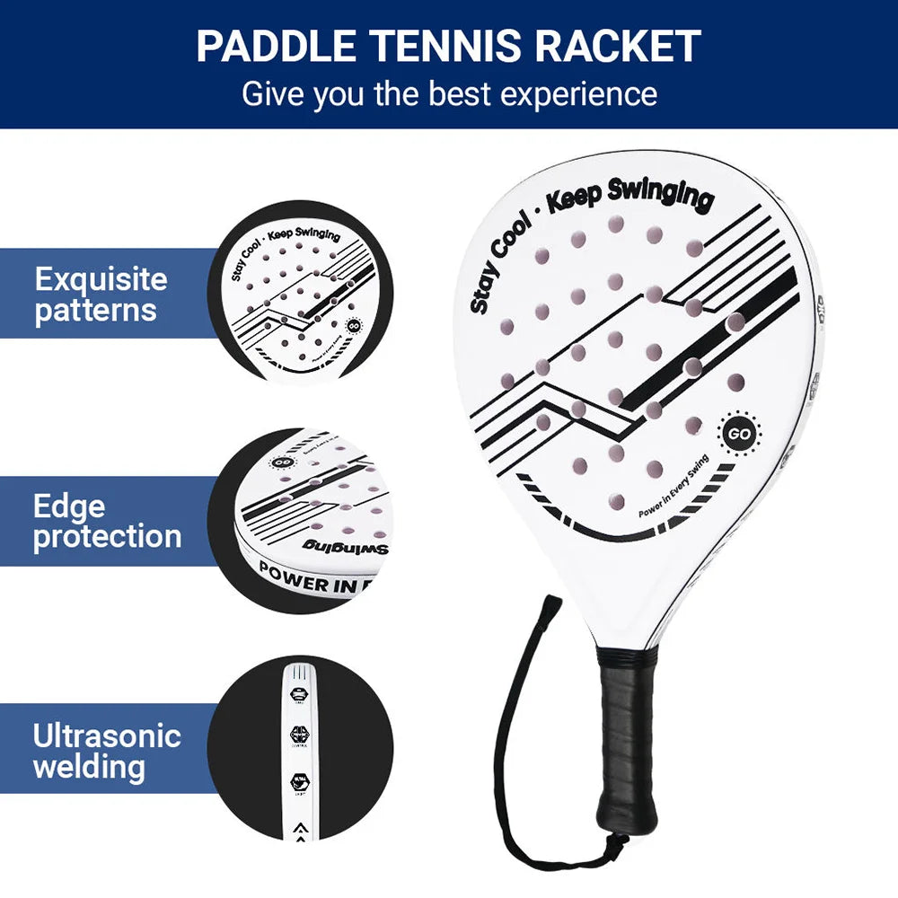 Lightweight Padel Racquet Carbon Fiber Surface with EVA Memory Flex Foam Core for Beginner to Intermediate Players