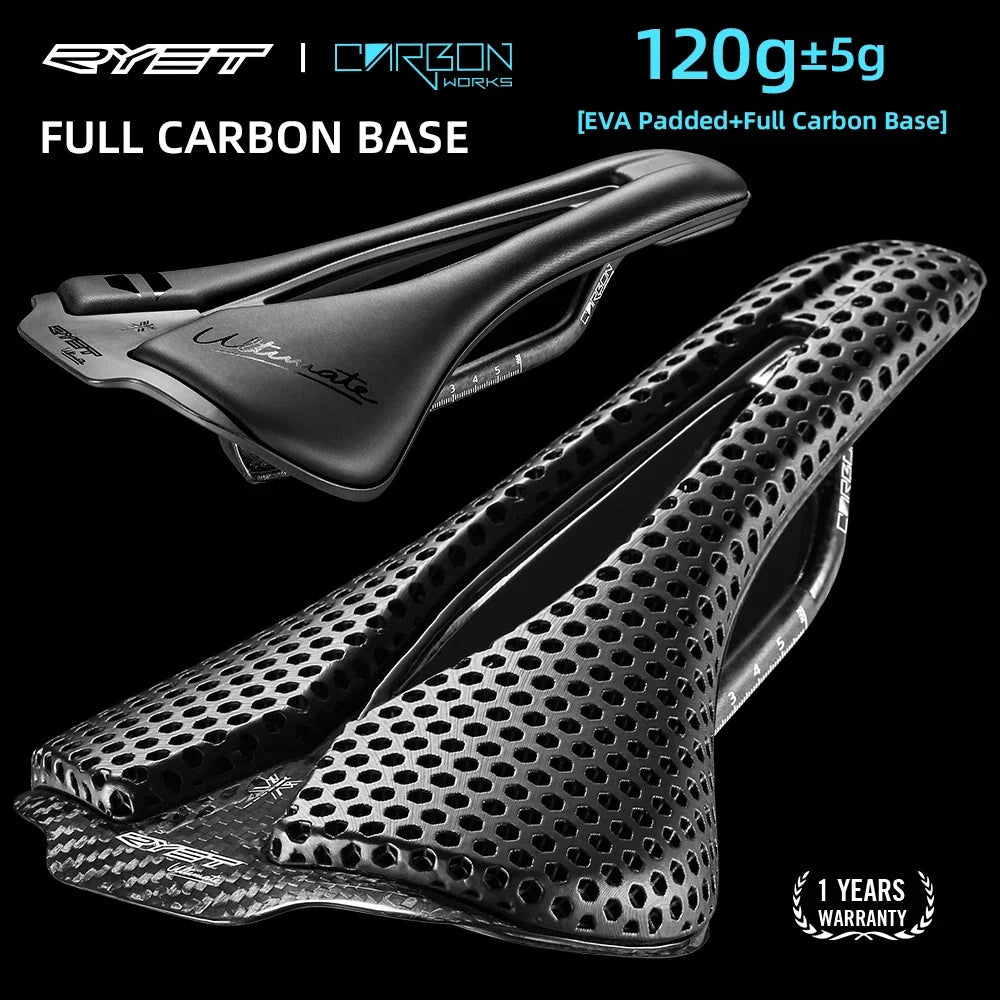Sillín de bicicleta RYET impreso en 3D, 120 g, cojín de carbono, asiento de bicicleta superligero para MTB, gravel y bicicleta de carretera. Accesorios de ciclismo.