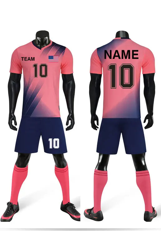 Customized football clothing set, men's short-sleeved training wear, competition team uniform, adult football jersey, quick-dry