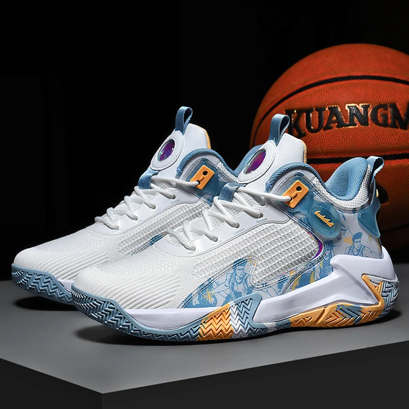 Men Basketball Shoes Mesh Breathable Comfort Anti Slip Wear-resistant Flat Cushioning Sneakers Field Training Basketball Boots
