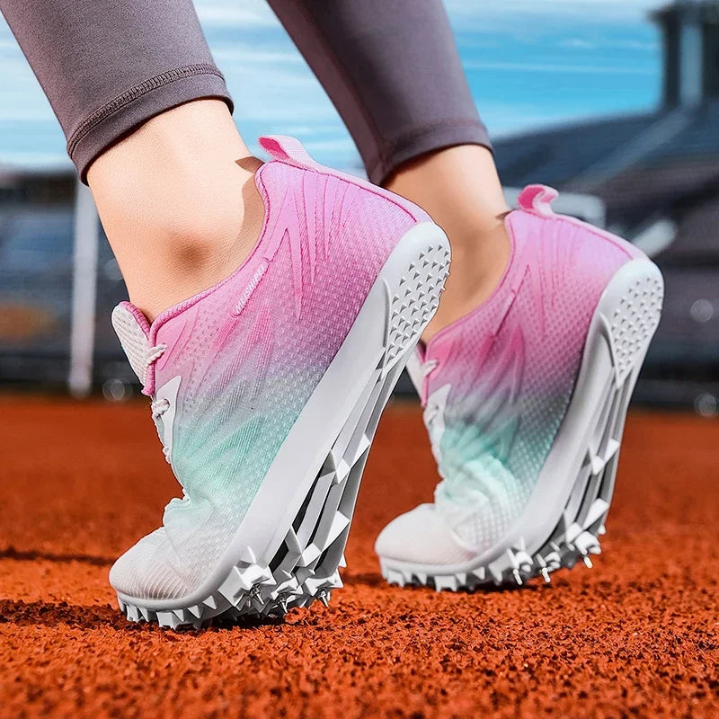 Men Women Track Field Events Cleats Sprint Shoes Athlete Short Spikes Running Sneakers Training Racing Sport Shoes Size 34-44