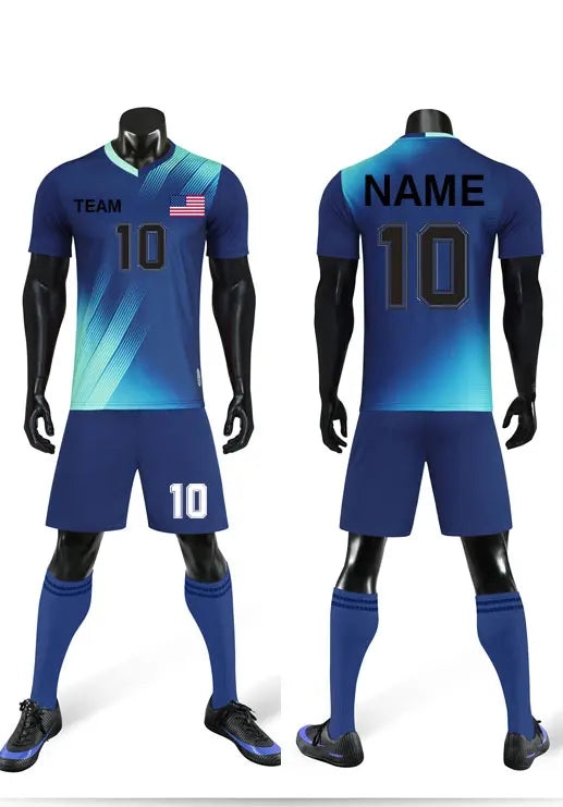 Customized football clothing set, men's short-sleeved training wear, competition team uniform, adult football jersey, quick-dry