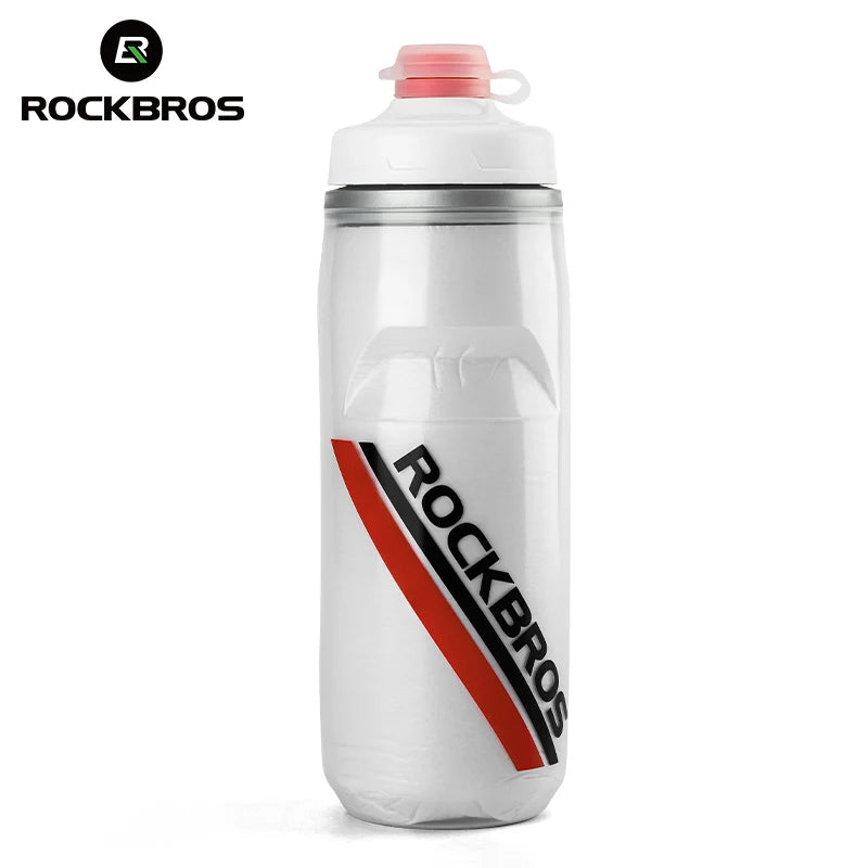 Botella de agua para ciclismo ROCKBROS de 620 ml, botella térmica de silicona con aislamiento para agua fría, ideal para deportes al aire libre, ciclismo de montaña y de carretera.