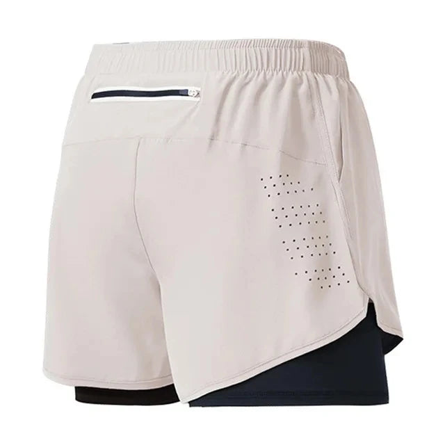 Pantalones Cortos Running Hombre — Doble Capa, Secado Rápido, Negro