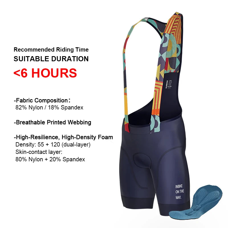 INBIKE Men's MTB Cycling Bib Shorts Bike Riding Pants Man Professional Bicycle Shorts for Men Road Bike Mountain Cycling Clothes