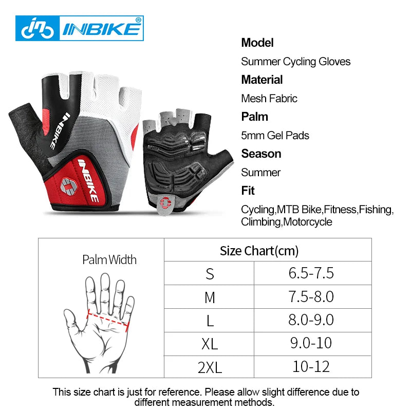 Guantes de Ciclismo INBIKE Medio Dedo – GEL Antishock para MTB y Carretera