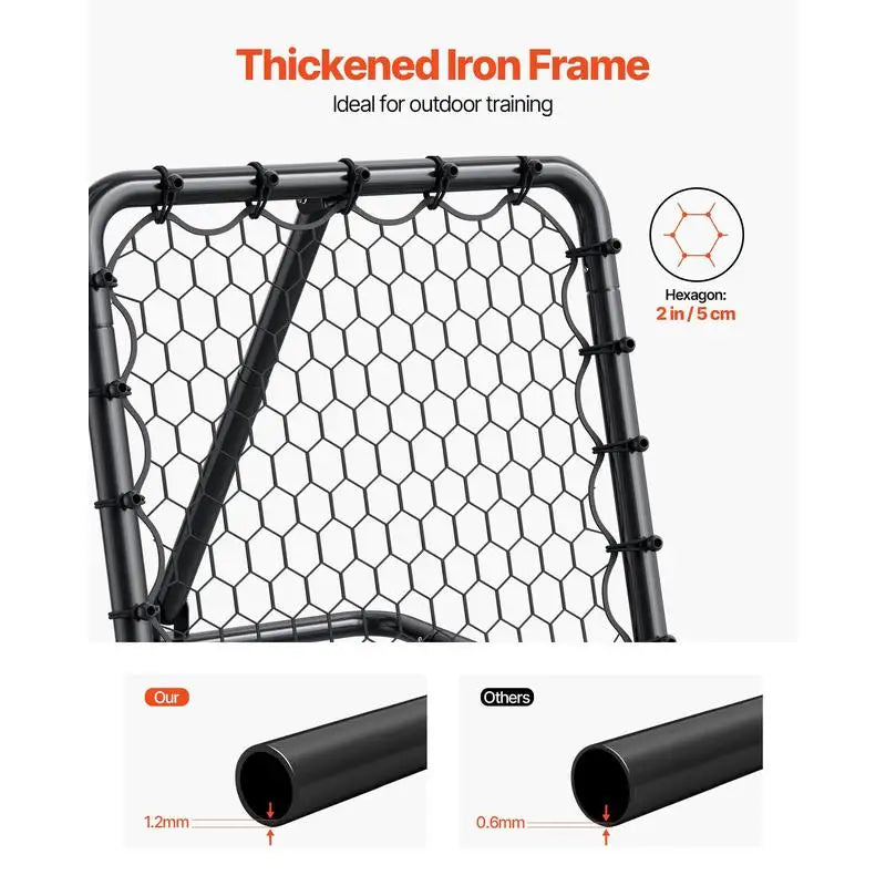 Filet de rebond de football, 86,3 x 86,3 cm, rebondisseur pour entraînement football portable, tube en fer, filet de but à angles entièrement réglables, équipement pour enfants et tous âges
