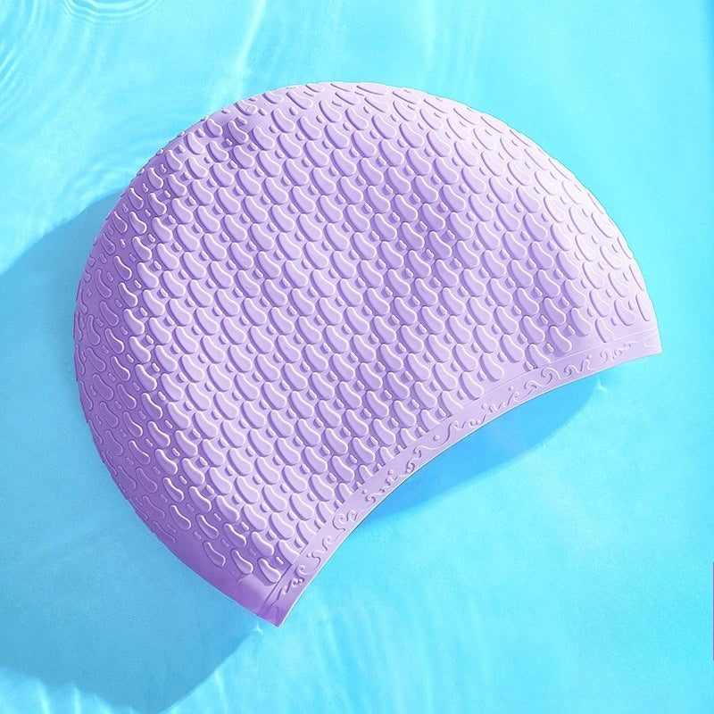 Silicone Swimming Cap for Adults Men Women Waterproof Extra Large Bubble Diving Cap Ear Protecting Waterdrop Swim Cap
