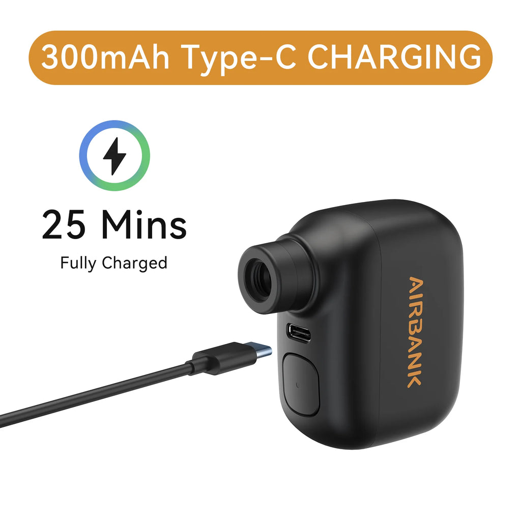 Bomba eléctrica portátil AIRBANK Pocket SE Mini para neumáticos de bicicleta, sin cable, con válvula Presta o Schrader. Accesorios para bicicleta con carga rápida.