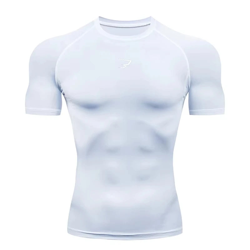 Camiseta Deportiva de Compresión Manga Corta Hombre — Gym, Running y Fitness