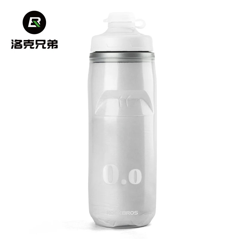 Botella de agua para ciclismo ROCKBROS de 620 ml, botella térmica de silicona con aislamiento para agua fría, ideal para deportes al aire libre, ciclismo de montaña y de carretera.
