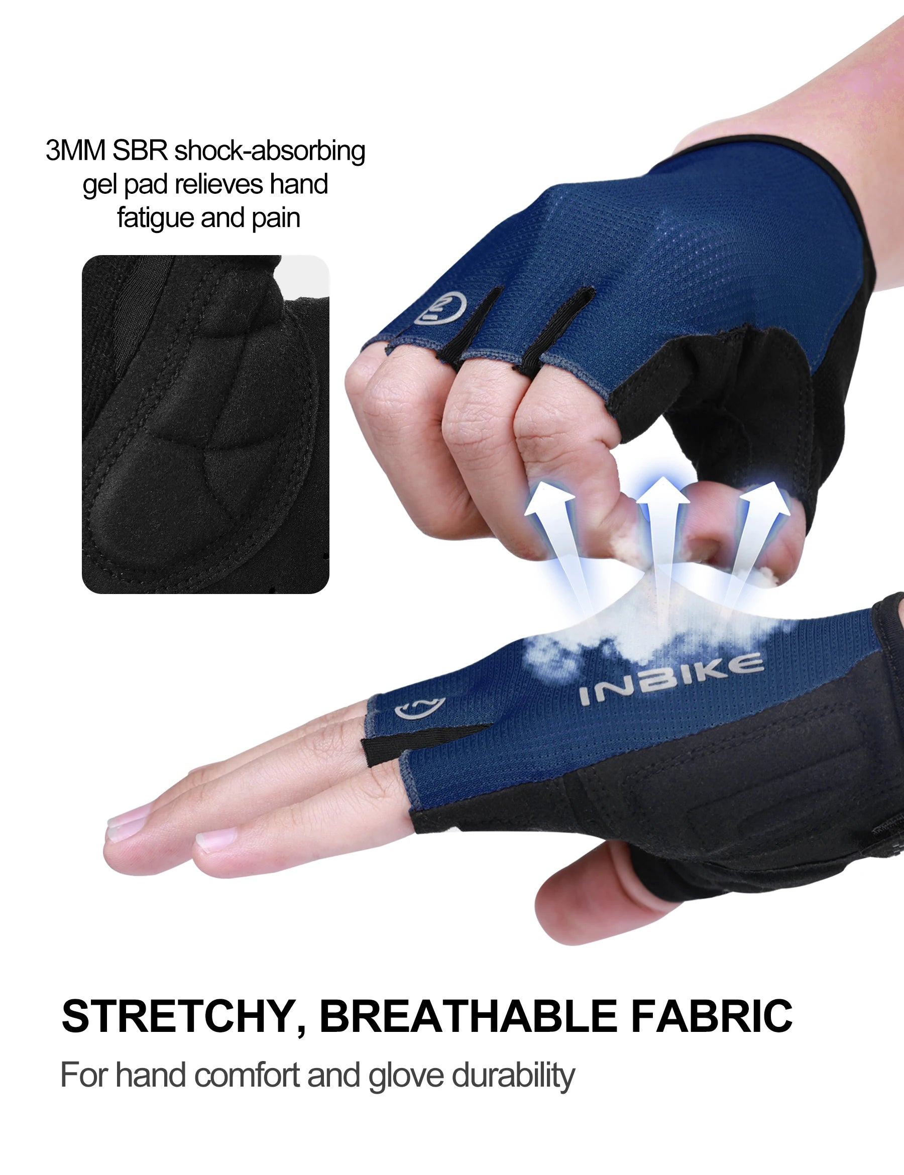 Guantes MTB INBIKE Verano – Medio Dedo con Absorción de Impactos