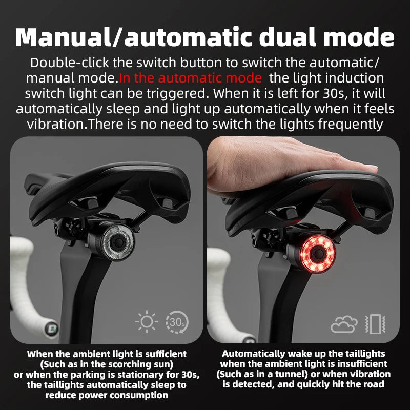 ROCKBROS Q1MAX Smart Brake Taillight – Luz Trasera Inteligente para Bicicleta con Sensor de Frenada
