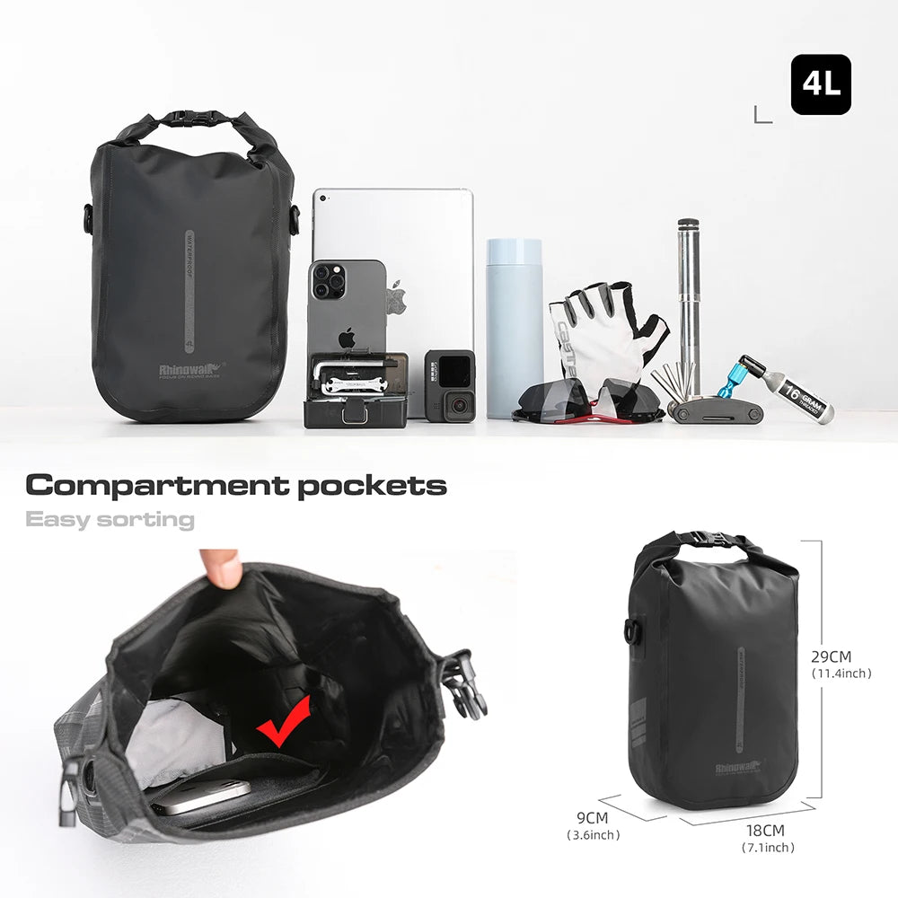 Rhinowalk Bike Quick Release Front Fork Bag 2 PCS  4L/6L Waterproof Cycling Electric Scooter Vehicle Bag Storage Accessory